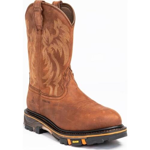 Mens Handmade PU Embroidered Round Toe Casual Boots Low Heel Comfortable Western Fashion Trend Work Boots ZZ231