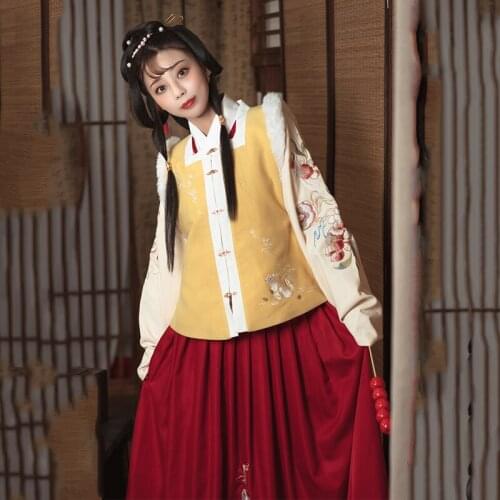 2020 New Chinese Folk Dance Costumes Hanfu Dress Square Collar Vest Hanfu Dress Fairy Dress National Hanfu Stage Outfits SL3378