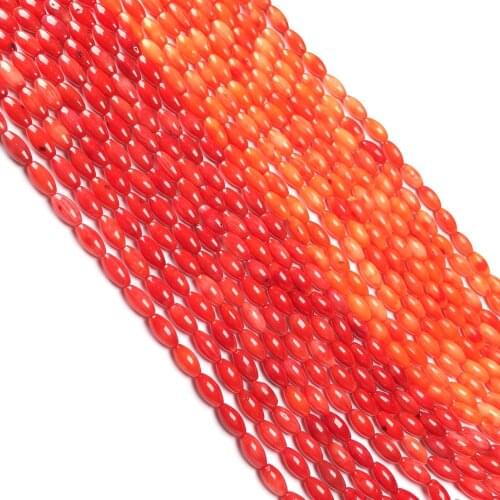 2020 New Womens DIY Bracelet Necklace Jewellery Bead Exquisite Gift Oval Coral Bead Orange Red Size 4x8mm