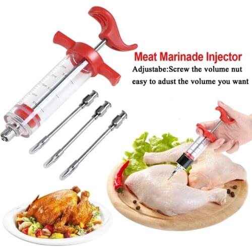 NEW BBQ Meat Syringe Marinade Injector Turkey Chicken Flavor Syringe Kitchen Needles Spices Cooking Syinge Gadgets
