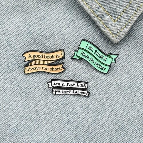 Note NO SOLDIERS OF SMALL PIN BAD b...ch good book word banner pin dresses of twisted backpack gift brooches for friends badge