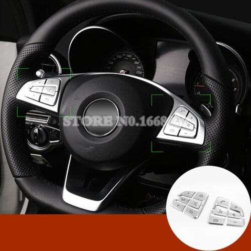 Interior Steering Wheel Button Trim Cover 12pcs For Benz C Class W205 S205 2014-2020 Car accesories interior Car decoration