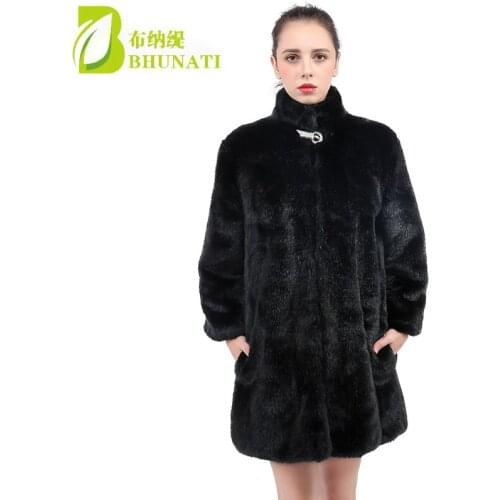 BHUNATI Winter Thick Warm Women Faux Fur Coat Mandarin Collar Artificial Fur Coat Faux mink Fur Ladies Coats Female