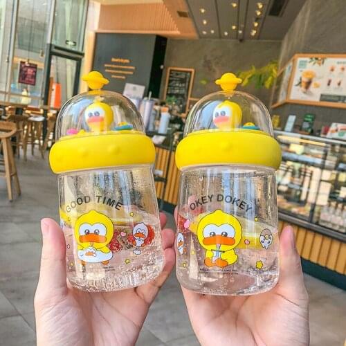 Little Duck Plastic Portable Water Bottles for Drinking Cartoon Tea Mug Deer Outdoor Sport Camping Supplies water bottle