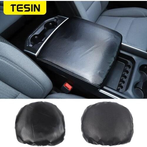 TESIN Car Center Console Armrest Box Pad Cover Protector Anti Scratch Mat for Dodg RAM 2018+ Leather Car Interior Accessories