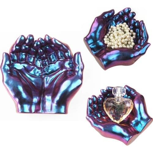 DIY Crystal Epoxy Resin Mold Two-hand Model Hand Storage Dish Ashtray Mirror Silicone Mold For Resin