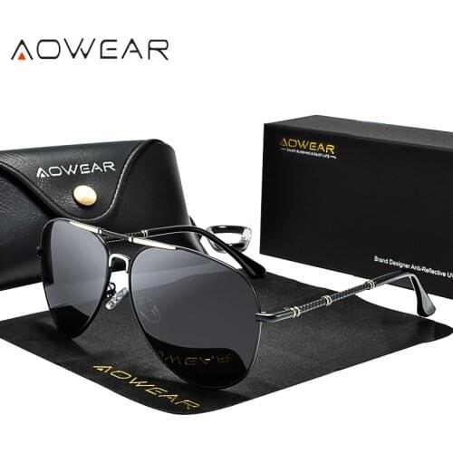 AOWEAR Oversized Aviation Sunglasses Polarized Men Brand Style Pilot Sun Glasses For Men / Women Outdoor Driving Shades Eyewear