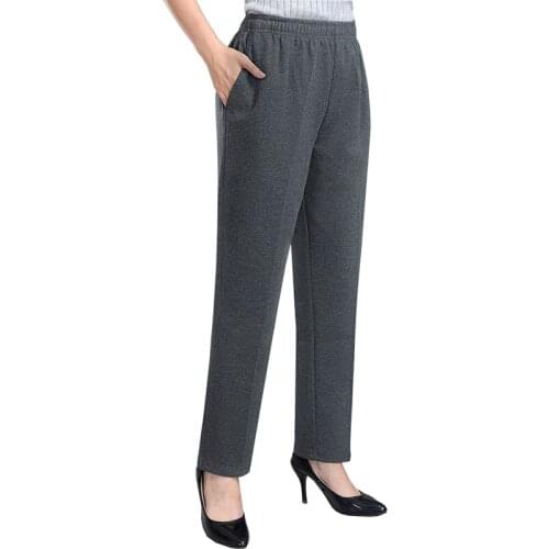 2020 Spring Autumn Cotton Sweatpants Middle aged Women Elastic waist Loose Casual Solid Straight Pants Female Plus size 4XL 3262