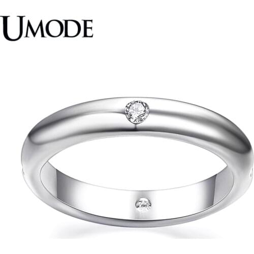 UMODE Bijoux Femme 4pcs AAA CZ Wedding Bands Rings For Women Fashion Jewelry Wholesale Rhodium color Ring AJR0139B