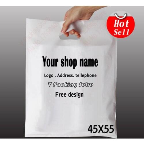 45*55cmPackaging plastic bags print for shopping custom handle bag with logo designed bag garment bag Wholesale 500pcs/lot