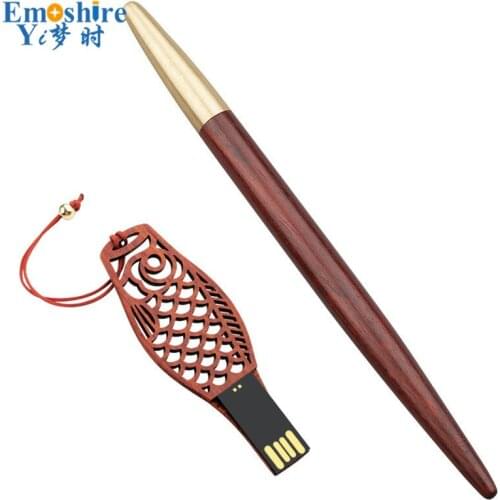 16 GB USB Flash Drive Wooden Ballpoint Pen Roller Ball Pen Box Pencil Cases Metal Pen Cap Custom Logo for School Office P578