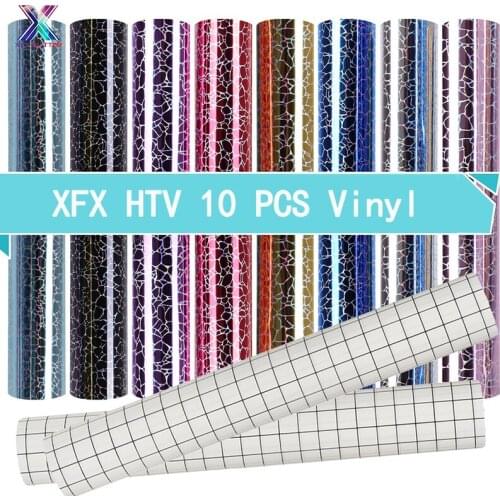 XFX HTV Holographic Cobblestone Pattern Adhesive Vinyl 10pcs Permanent Vinyl 12 X 12 IN Cricut Vinyl for DIY Decorative Gifts