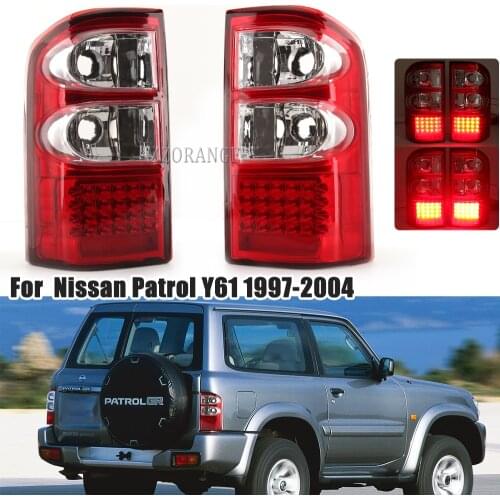 1 Pair LED Rear Tail Light For Nissan Patrol Y61 1997-2004 ABS Brake Lamp Tail Lamp Warning Signal Lamp Car Styling accesories