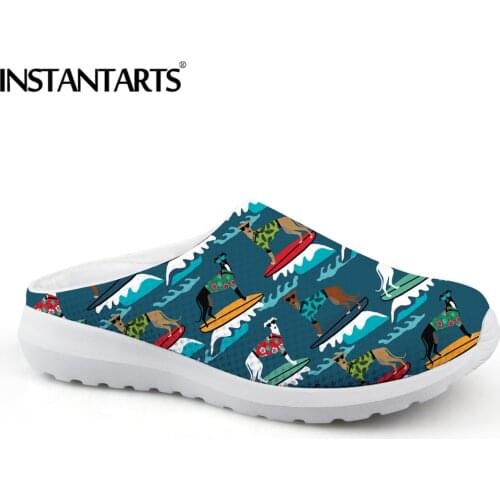 INSTANTARTS Women Beach Slippers Surfing Dog Greyhound Casual Shoes 3D Print Flats Mesh Comfort Sandals Female Sandalia 2021 New