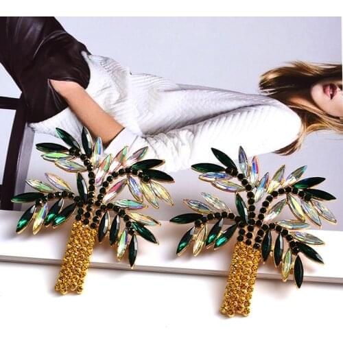 Hot Fashion Crystal Earring For Women Vintage Tree Plant Drop Earrings Handmade Beaded Statement Jewelry Accessories