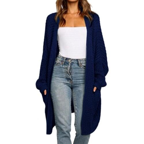 Ele-choices Women Autumn&Winter Cold Resistant Trendy Pockets Open Front Sweater Coat Sweater Pockets for Daily