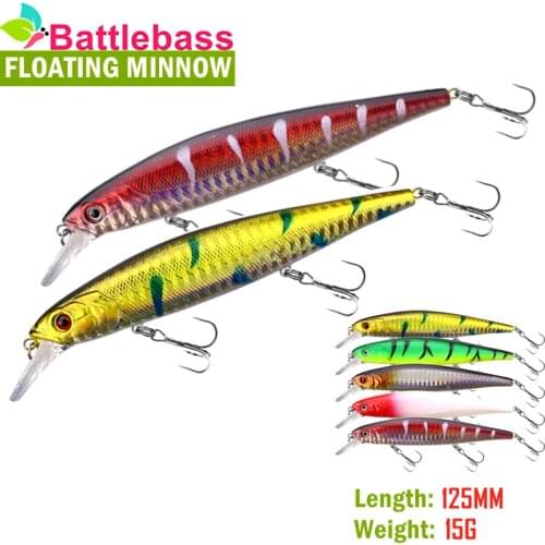 BATTLEBASS 1PC Fishing Lures Minnow 12.5cm 15g Hard Artificial Bait Crankbait Bass Wobbler High Quality Pike Carp Fishing Tackle