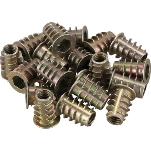 GTBL 20 pieces M6x 15mm hexagon socket screw thread insert nut for wood