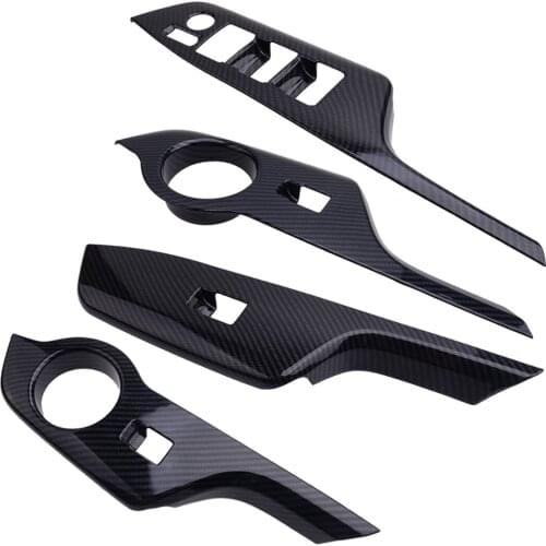 4 Pcs Carbon Fiber Style Inner Window Switch Trim Panel Cover Fit for Toyota CHR 2016 2017 2018 2019