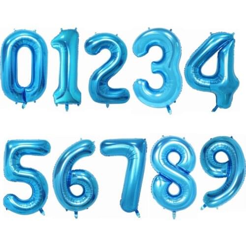 40inch Blue Number Balloons Light Blue Number Aluminum Foil Balloon Air Globos for Birrthday Universary Party Decor Supplies