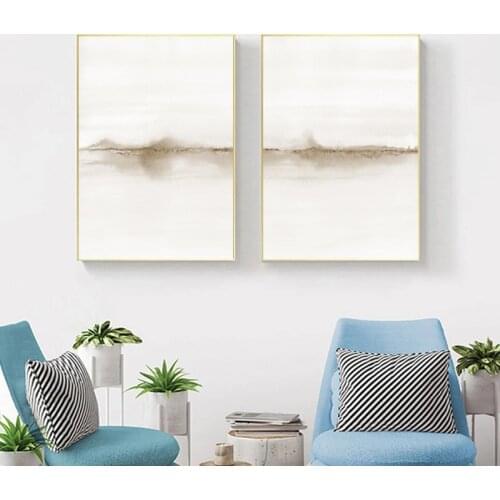 Abstract Neutral Watercolor Landscape Painting Canvas Poster and Canvas Painting Simple Wall Art Picture Living Room Decoration