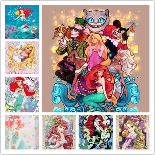 5D Diamond Painting Disney Mermaid Cross Stitch Kits Diamond Embroidery Full Drill Mosaic DIY Girls Room Home Decor