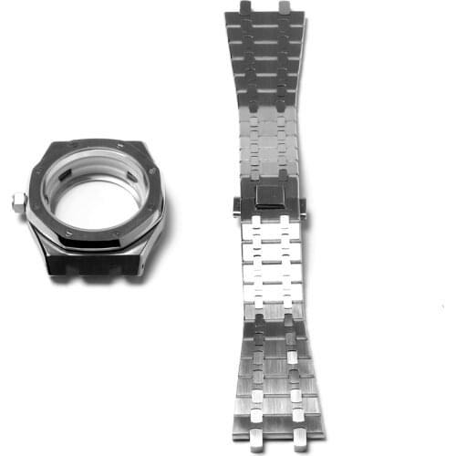 41mm Stainless Steel Watch Case Watchband Strap for NH35/NH36/4R36 Movement Watch Cover Replacement Band