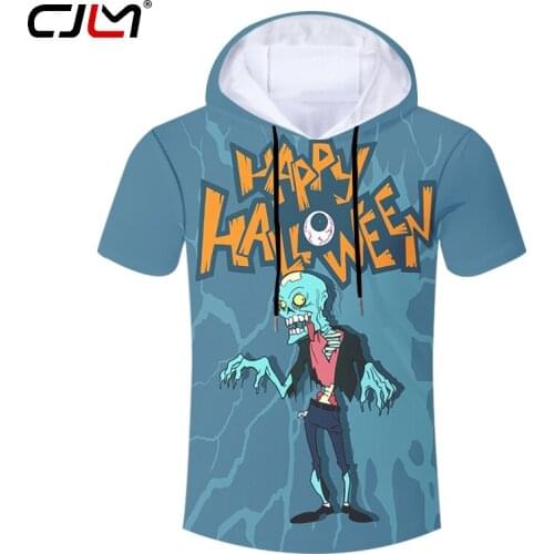 CJLM Fashion Halloween New Man Zombie Tee Shirt Street Wear Best Selling Wholesale Hooded Tshirt 6XL Mens 3D Printed Clothing