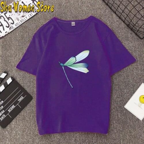 Women Clothes Flower Dragonfly 90s Cute Cartoon Summer Short Sleeve Print Fashion Tshirt Female Graphic T-shirt aesthetic