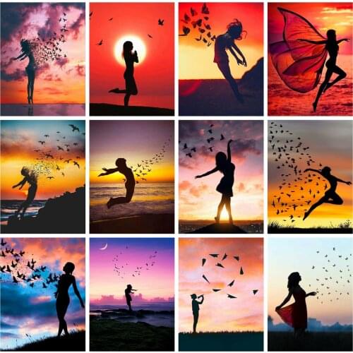 HUACAN 5D DIY Diamond Painting Full Drill Square Girl Pictures Of Rhinestones Diamond Embroidery Portrait Mosaic Wall Art