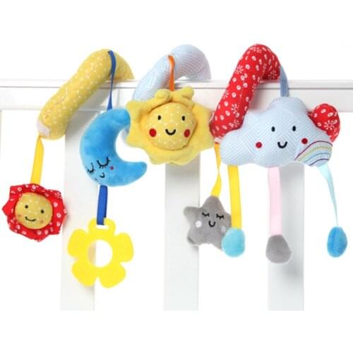 Crib Hanging Rattle Toy Plush Spiral Star Moon Bed Around The Cart Car Seat Travel Trailer Rattle Educational Toys