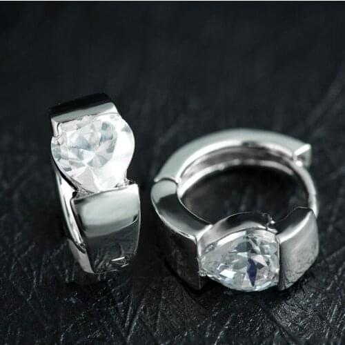 Personality Silver Plated Heart Zircon Dangle Drop Earrings for Women Cocktail Party Crystal Earrings Bridal Wedding Jewelry