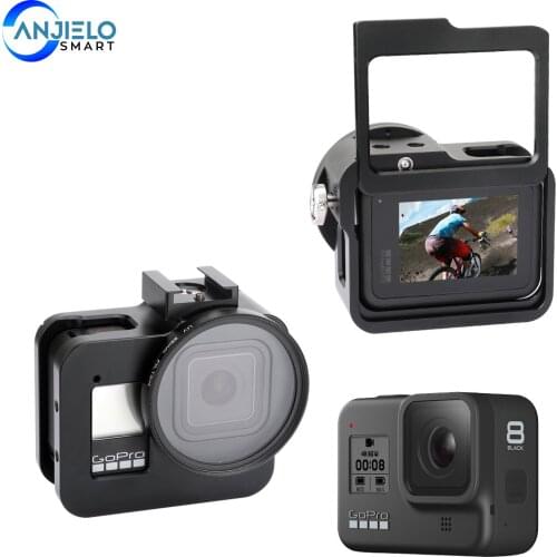 Anjielosmart Aluminum Alloy Housing Shell Case Protective Cage with Insurance Frame & 52mm UV Lens for Gopro Hero 8