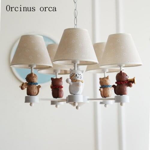 Creative cartoon Trojan horse chandelier childrens room boys and girls bedroom modern protective eye LED Chandelier