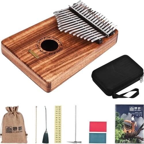 LINGTING K17Y 17-key Portable Thumb Piano Kalimba Mbira Sandalwood Solid Wood with Storage Bag Music Book Stickers Tuning Hammer
