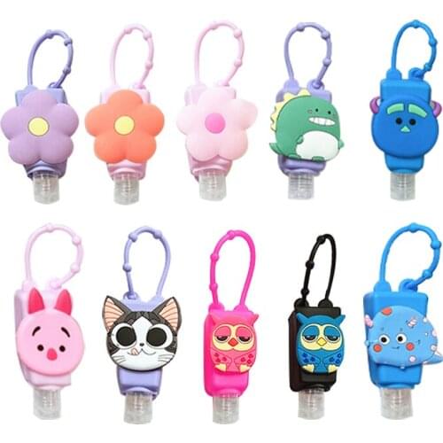 Cute Flower Animal Silicone Hand Sanitizer Pocketable Shower Holder With Empty Bottle