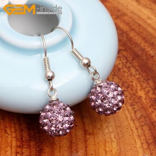 Gem-inside Fashion Crystal Beads Pave Shining Stainless Steel Stud Earrings 10mm DIY Jewelry Gift For Christmas