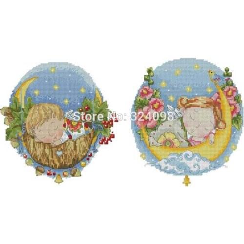 Moon Lullaby patterns Counted Cross Stitch 11CT 14CT 18CT DIY wholesale Chinese Cross Stitch Kits Embroidery Needlework Sets