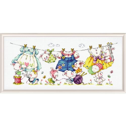 Rabbit Printed or Counted Cross Stitch Kits printed Cross-stitch set Embroidery Needlework DIY 14ct fabric white pattern