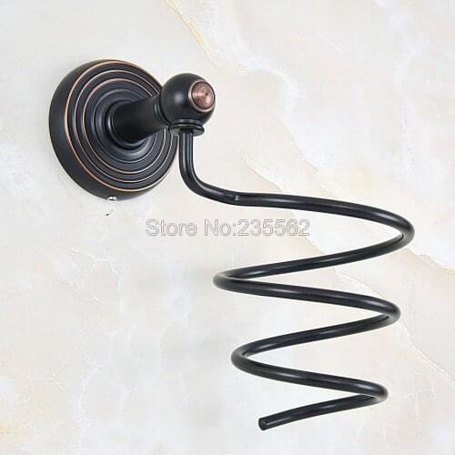 Solid Brass Wall Mounted Black Oil Rubbed Bronze Rack Hair Blow Dryer Holder Wall Hang Shelf Bathroom Accessories Lba914
