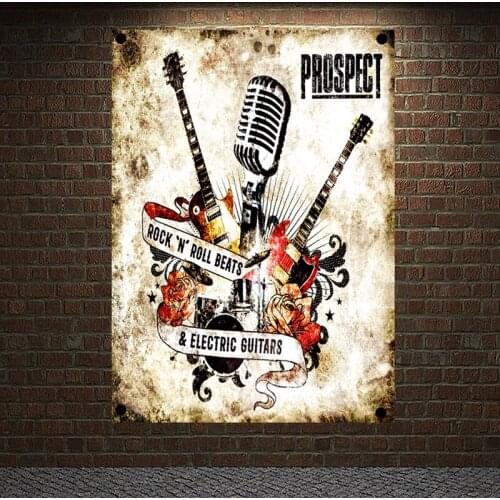 Nostalgic Rock Band Canvas Painting Music Cafe Bar Poster Retro Banners Wall Decor Rock Is Not Dead Wall Sticker Tapestry A1