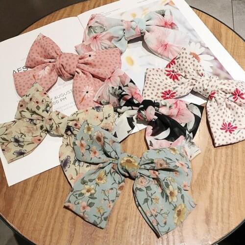 New Fashion Boutique All-match Beautiful Cloth Flower Big Bow Hairpin Spring Clip Barrettes Women Girl Hair Accessories Headwear