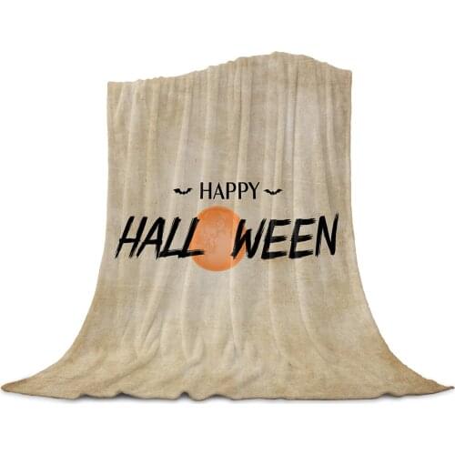 Living Room Sofa Blanket Halloween Moon Bat Retro Children Soft Throw Blanket Travel Airplane Hotel Portable Warm Thin Blanket