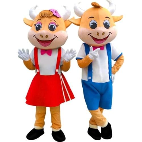 Wholesale Cow Mascot Costume Cute Pet Doll Plush Cosplay Suit Adult Stage Performance Set for Childrens Party and Holiday Gifts