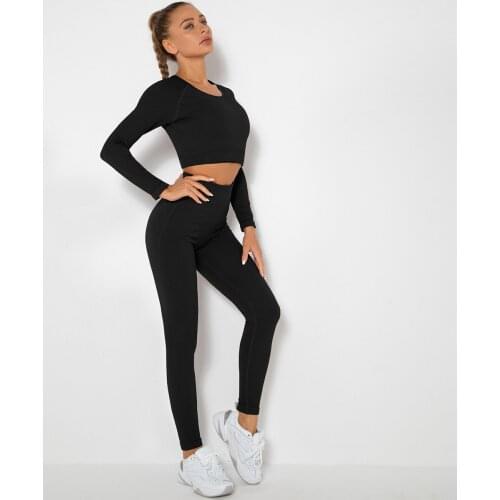 Autumn And Winter Seamless Yoga Set Women Long Sleeve Tight Legging Sportsuit Workout Outfit Fitness Wear Sports Gym Set Clothes