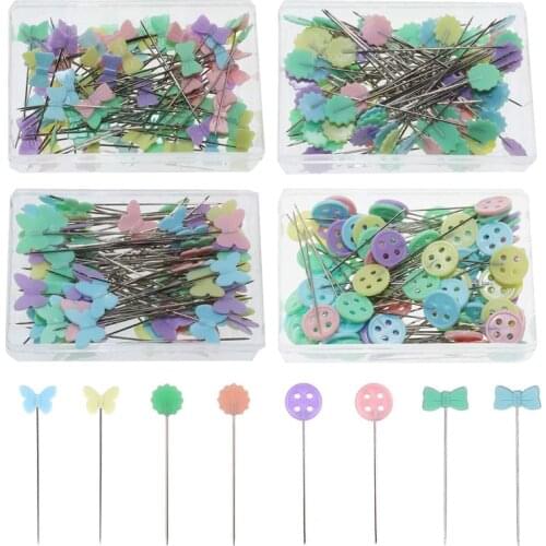 100Pieces Flat Head Straight Pins Flower Button Head Sewing Pins Quilting Pins Decorative Pins for DIY Craft Dressmaker Assorted