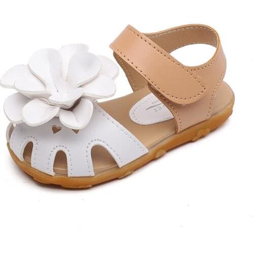 Flowers Girls Princess Leather Beach Sandals Hollow Hook & Loop Casual Baby Shoes for Kids Girls Toddler Babies Shoe Flat Heels