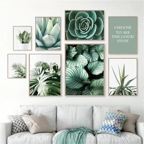 Modern Nordic Cactus Leaves Posters And Prints Green Plant Picture Home Decor Wall Art Canvas Painting For Living Room