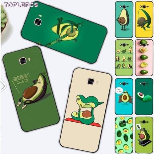 TOPLBPCS Art Funny avocado Fruit Silicone Black Phone Case for Samsung J6 J7 J2 J5 prime J4 J7 J8 2016 2017 2018 DUO core neo