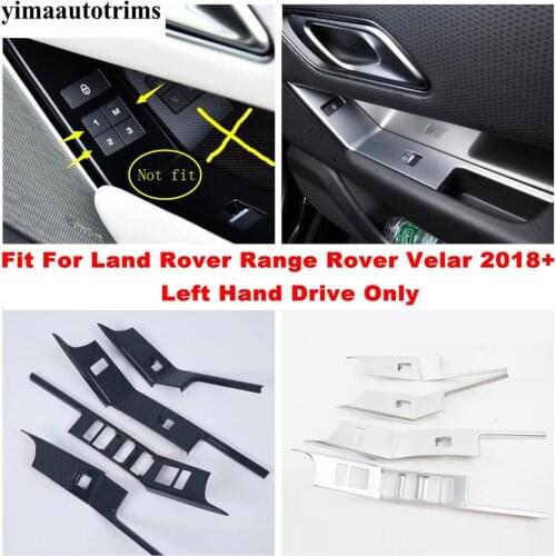 Carbon Fiber / Matte Interior For Land Rover Range Velar 2018 - 2021 Inner Door Armrest Window Lift Button Panel Cover Trim